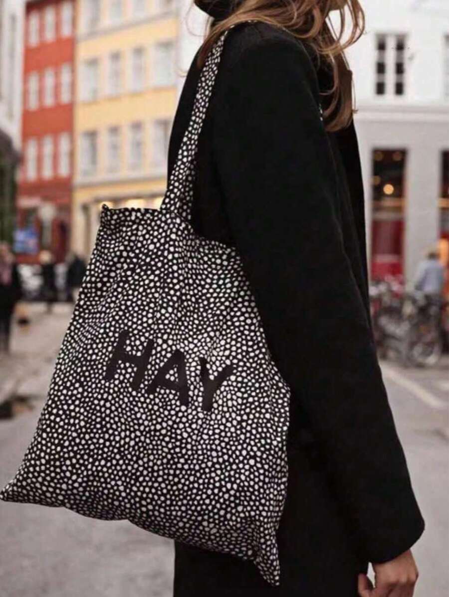 Sac à main en canevas de style Ins de Corée du Sud, sac de paille d'été léger et ample avec impression de papeterie, 100% sacoche, pour photos, courses, extérieur et autres utilisations
