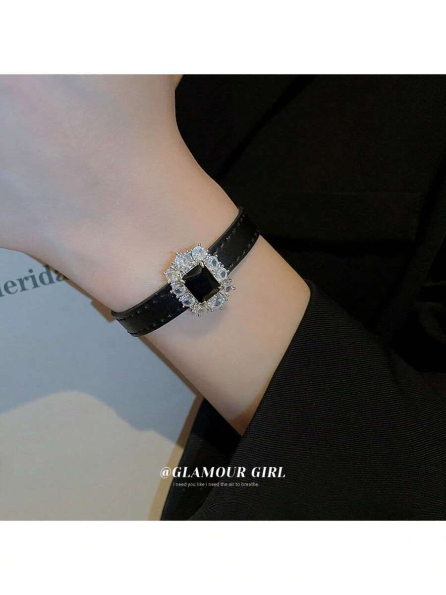 Pulseira com fivela de zircônia, 1 peça, para meninas, estilo INS, doce e descolado, pulseira temperamental de alta qualidade, nova joia de pulso adequada para mulheres usarem