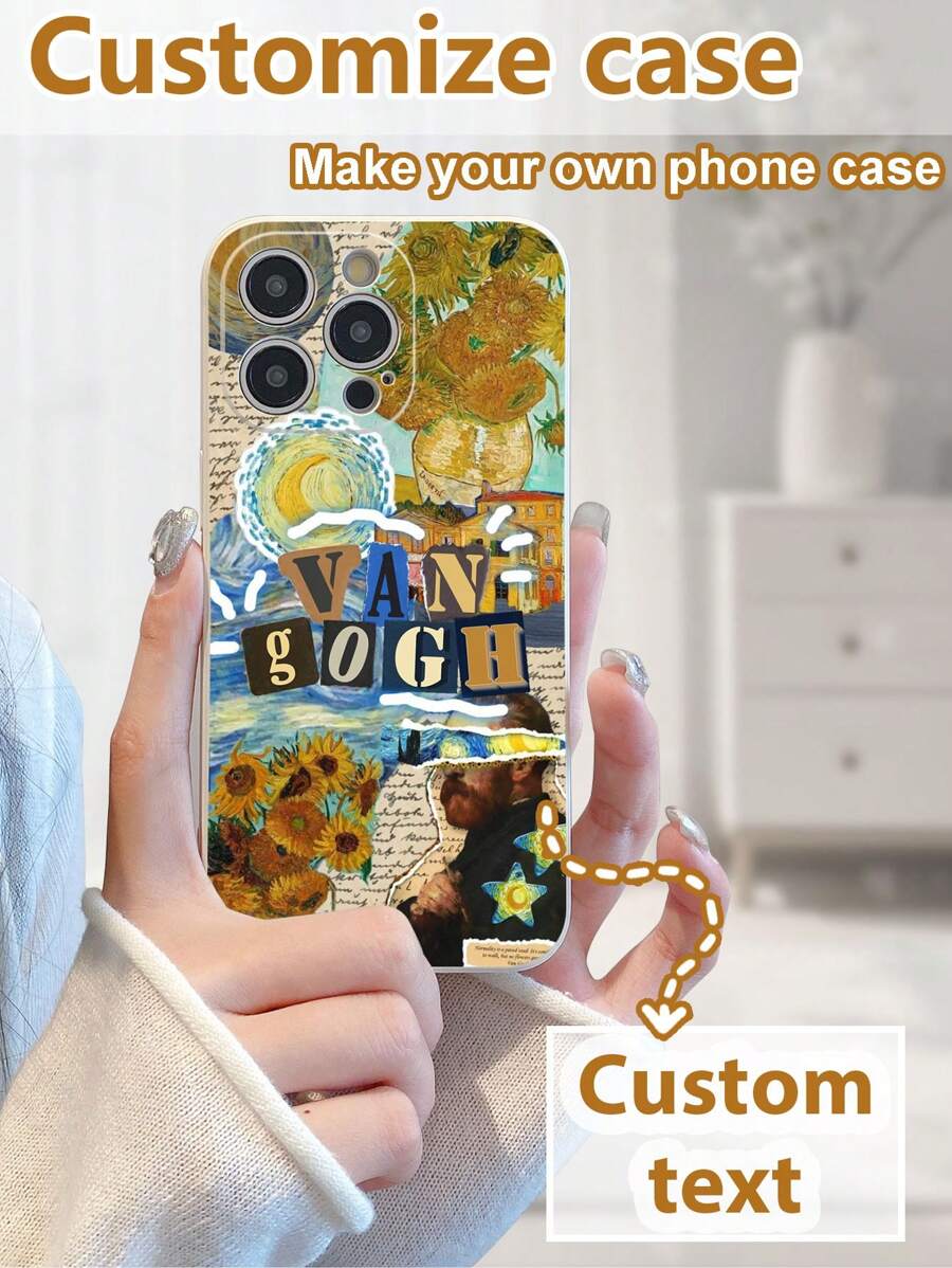 1 pieza Funda de teléfono personalizable de TPU blanco con texto/letra/gráfico personalizado, anti-caída