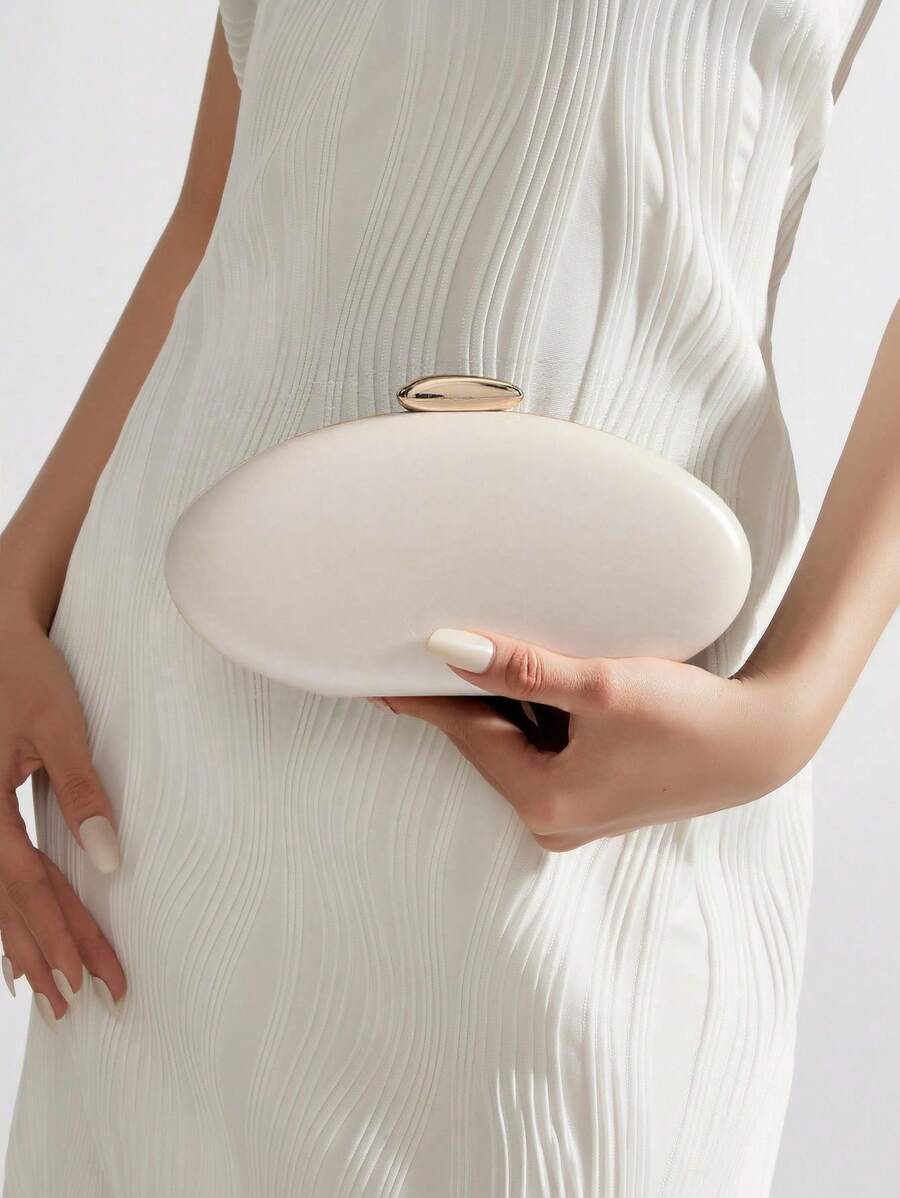 1 pièce Sac à main de soirée en forme de coquille ovale, style européen et américain, sac bandoulière mode polyvalent en acrylique haut de gamme d'une seule pièce, quincaillerie métallique chic avec fermeture magnétique, sac à main élégant et mode pour dame, convient pour les banquets, mariages, événements, défilés, cadeau pour femmes, peut également être utilisé comme sac de mariée, porte-rouge à lèvres, sac à cosmétiques, etc.
