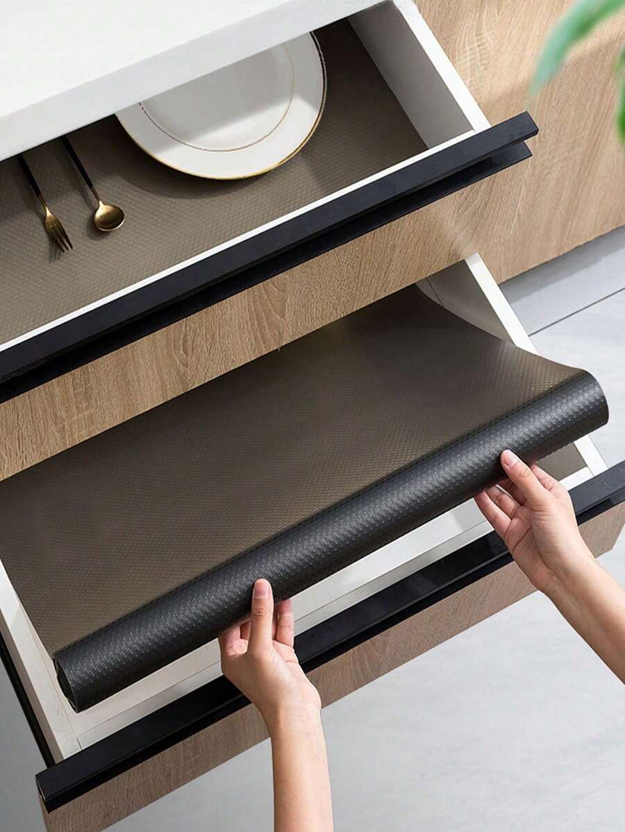 1 Roll Transparent Black Shelf Liner, Non-Slip Cabinet Liner ,Clear Non-Adhesive Drawer Liner,EVA Waterproof Refrigerator Liner,Easy To Cut Cupboard Liner For Shelves,Desk,Cabinet,Kitchen,Shelf Mats.(11.8"*59")