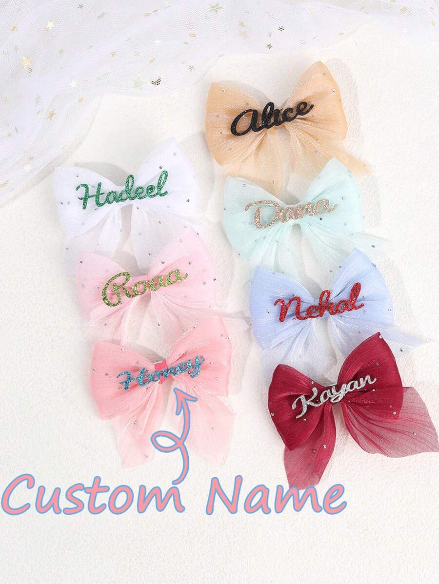 1 pièce Nœud de cheveux en maille personnalisé pour filles, pince à cheveux avec nœud strass. Petite épingle à cheveux rose et blanche pour tresser les cheveux. Accessoires de cheveux mignons et doux pour filles, cadeau