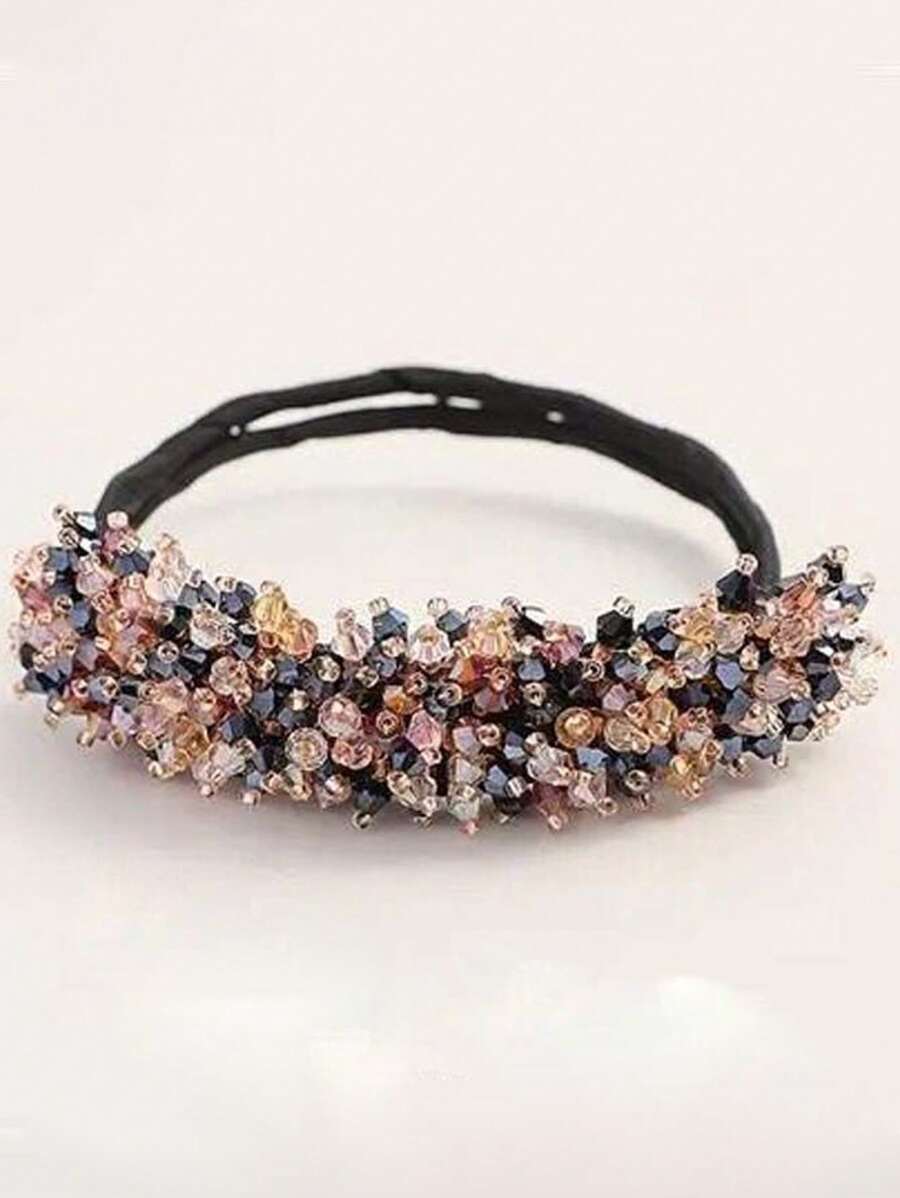 1pc Girls Hair Accessory, Pearl & Crystal Decor Hair Claw Clip For Bun, Updo Style Hairstyle Tool