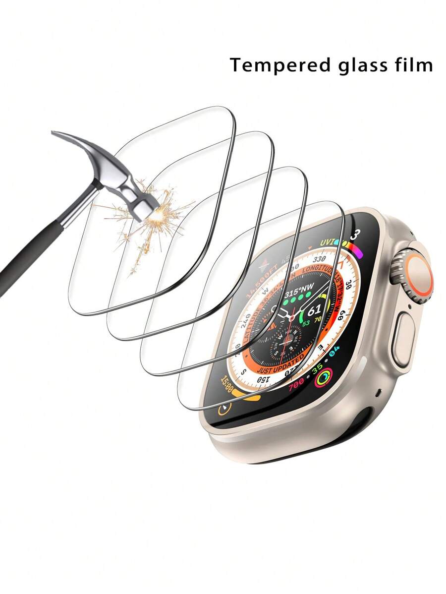 4 Pacotes de Protetor de Tela de Vidro Temperado para Apple Watch Ultra 2 49mm - HD Anti-Queda, Anti-Impressão Digital, Resistente a Arranhões