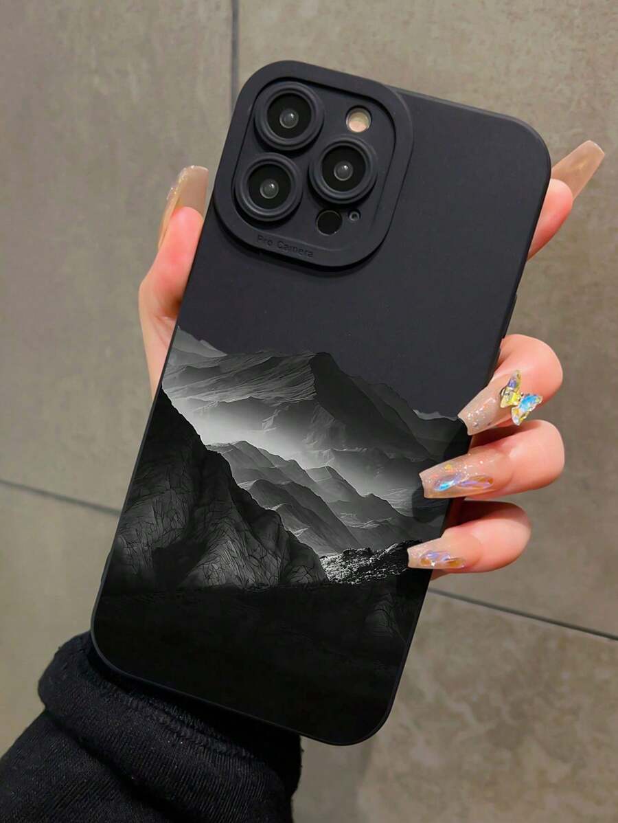 1 Pc New Creative Mountain Pattern Phone Case Compatible With Apple 16 Pro Max, 11/12/13/14 Plus, XR/7/8 Plus/15 Pro Max, And Series