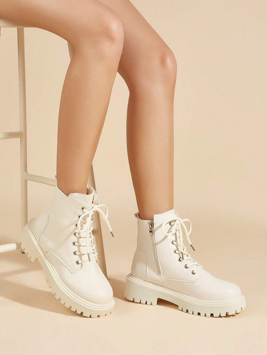 Nuevas botas de mujer de tobillo y botines, zapatos planos casuales versátiles y de moda