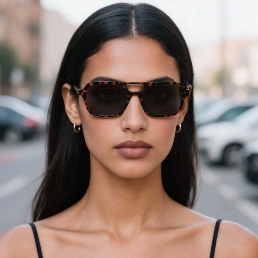 1 pieza Gafas de moda ovaladas clásicas para hombres y mujeres, estilo retro cuadrado, casual y sencillo, con forma de aviador personalizada