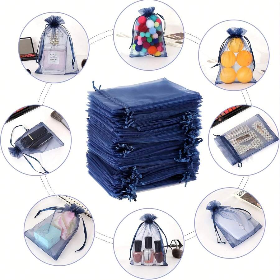 50pcs Vibrant Colorful Drawstring Organza Gift Bags - Assorted Sizes (Small, Medium, Large) For Weddings, Party Favors, Jewelry Storage & Organizing,Birthday Party Gift Gift And Candy Wrapping, Party Gift Bag | Organza Textile Bags, Jewelry Bags Gift Bags Elegant,