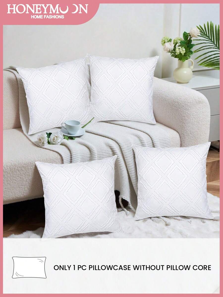 1pc Flower-Cut Pillow Cover, Romantic French Style Clipped Pillowcase Without Filler, Chic Romantic Decorative Throw Pillow Cover, Available For Casual Home Decor, Indoor Sofa, Bedroom, Dorm Room Use, Bedding, All Season