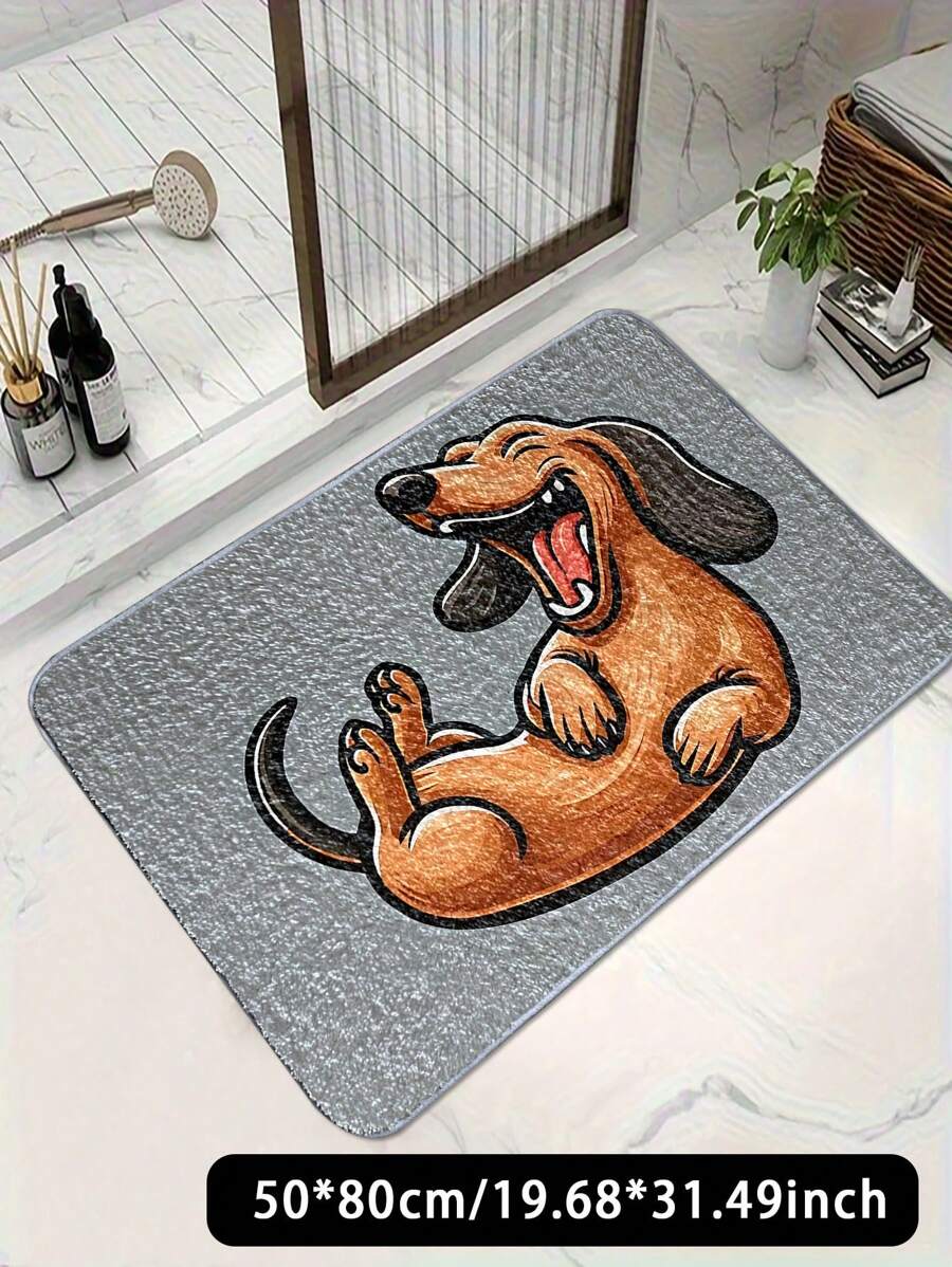 1pc Dachshund Theme Anti-Slip Doormat, Natural Plant Fragrance Bathroom Mat, Absorbent Non-Slip Mat, Fragrance Lasts 5-7 Days, Washable Carpet Rug For Living Room, Bedroom, Entryway, Suitable For All Seasons