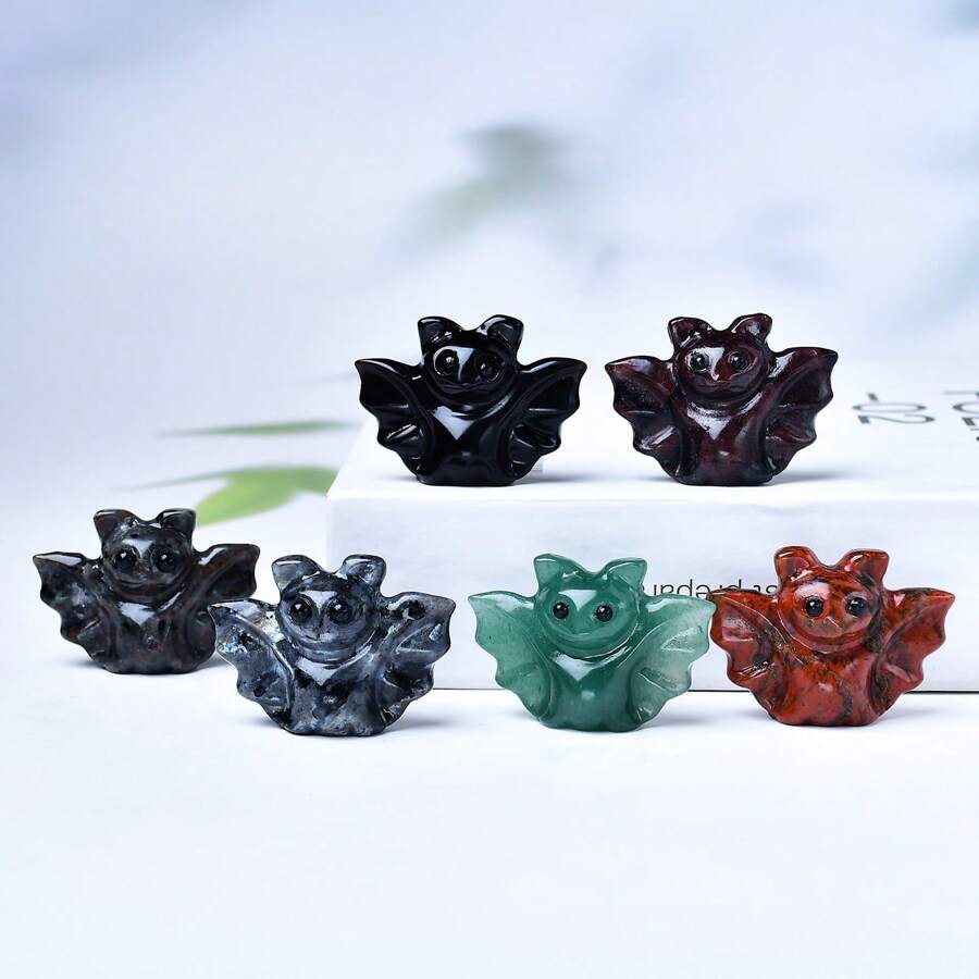 CUPIDCRYSTAL Exquisite Natural Crystal Carving Bat, Unique Design, Healing Crystal, Stones Containing Energy, Energy Healing Meditation Stone, Perfect For Home Decor & Gift Giving, For Pocket Decoration, For Halloween Gift, From The Brand