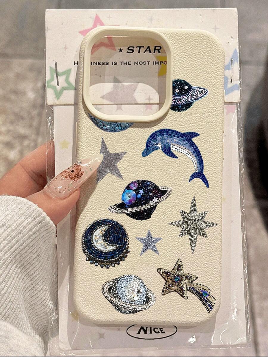 1 pieza Funda de teléfono suave con patrón de delfín azul y estrella, impermeable y antideslizante, compatible con Apple y teléfonos