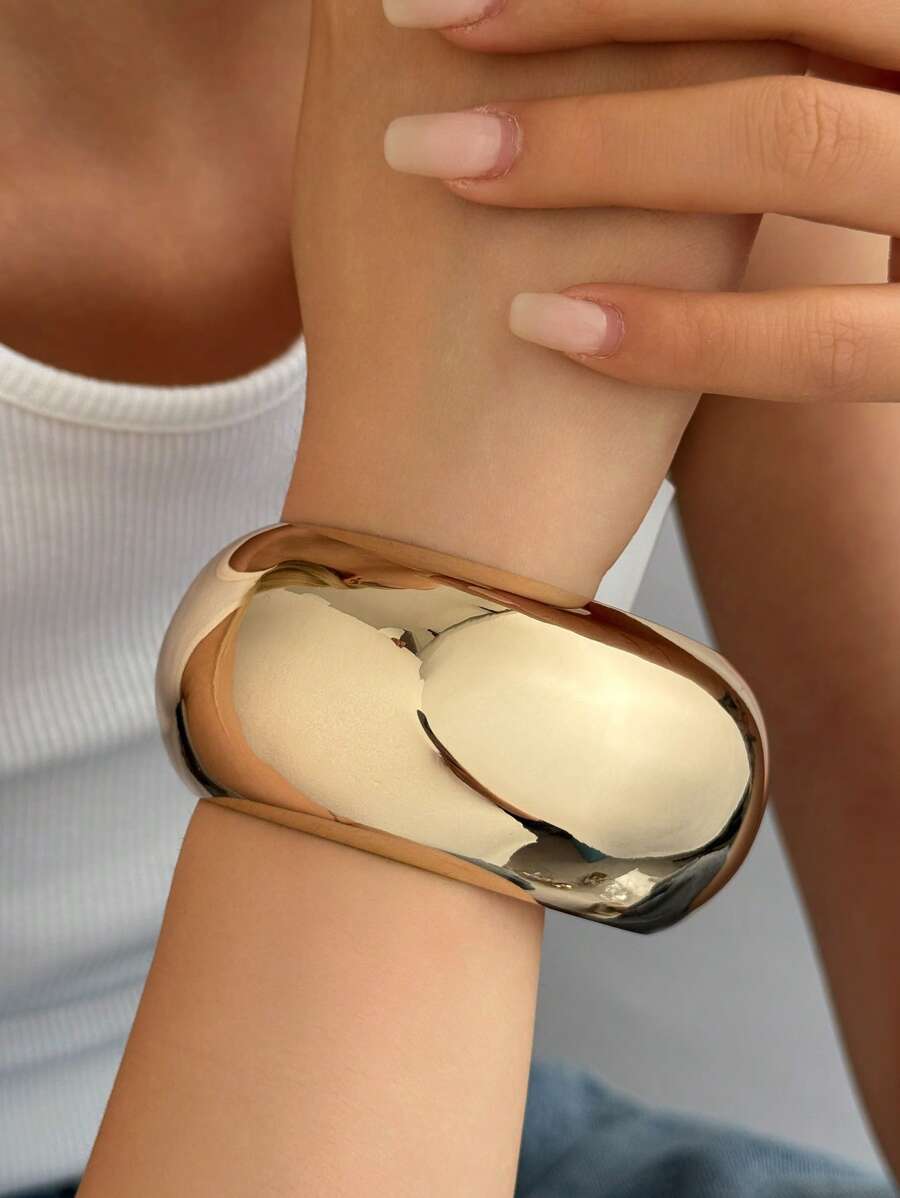 1 Stück modischer, übertriebener, metallischer breiter Armreif, geeignet für den täglichen Gebrauch