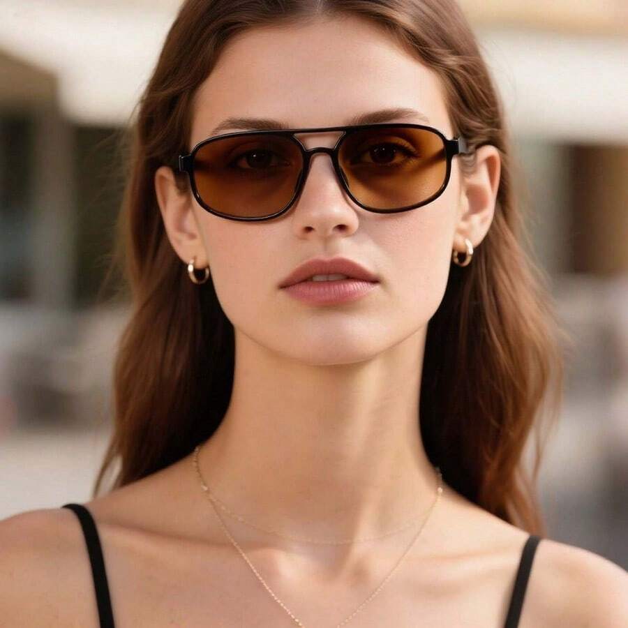 1 pieza Gafas de moda vintage ovaladas, estilo retro y sencillo, con montura pequeña personalizada, forma de aviador para mujeres y hombres