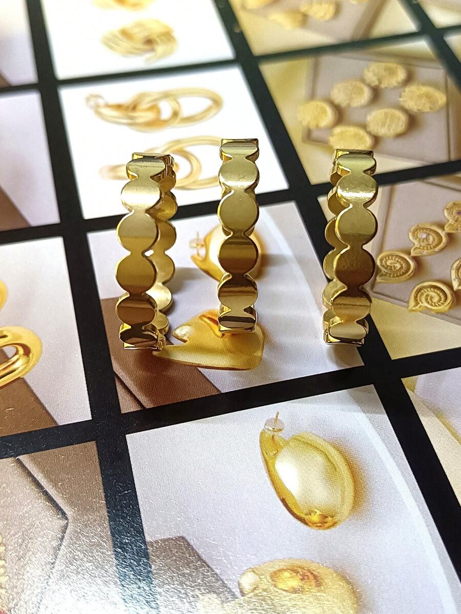 1 Stück minimalistischer geometrischer Design Edelstahl Paarring, elegante Goldfarbe, einzigartiges Geschenk, geeignet für den täglichen Gebrauch