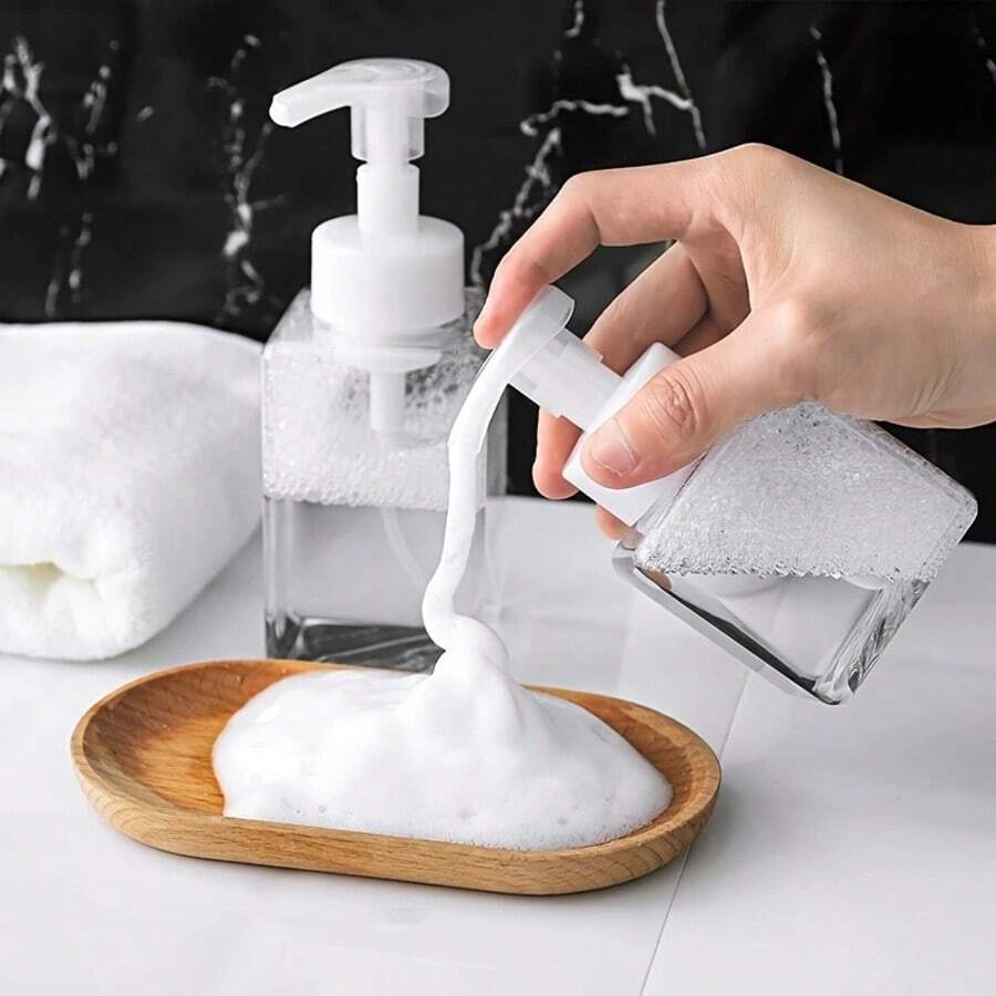 1pc Simple Foaming Soap Dispenser, Countertop Press Lotion Bottle, Reusable & Refillable Hand Sanitizer Dispenser, Empty Bottle For Shampoo Shower Gel Hand Soap, Bathroom Accessories, Home Decor, Furniture For Home