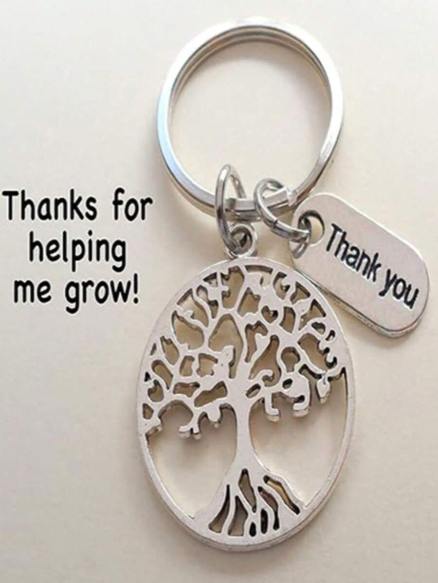12pcs Life Tree Keychain With "Thank You" Tag, Suitable As Graduation Party Favors, Teacher Appreciation Gifts, Family Gathering Souvenirs, Team Thank You Party Giveaways