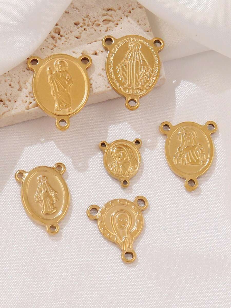 5pcs Stainless Steel Religious Pendant Virgin Mary Charms Jesus Christian Talisman Pendant For DIY Jewelry Making Accessories