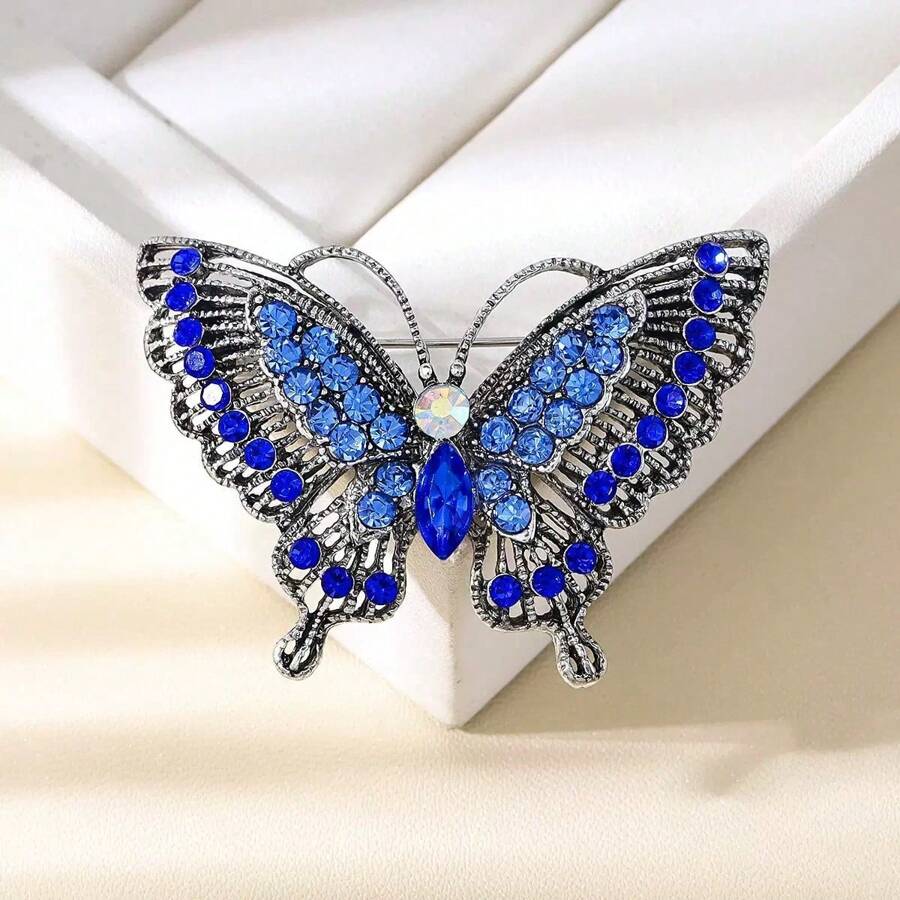 1 pieza Broche de solapa de aleación de zinc con diseño de mariposa, accesorio de alta gama para decorar abrigos, sombreros, bolsos, mochila unisex para la escuela