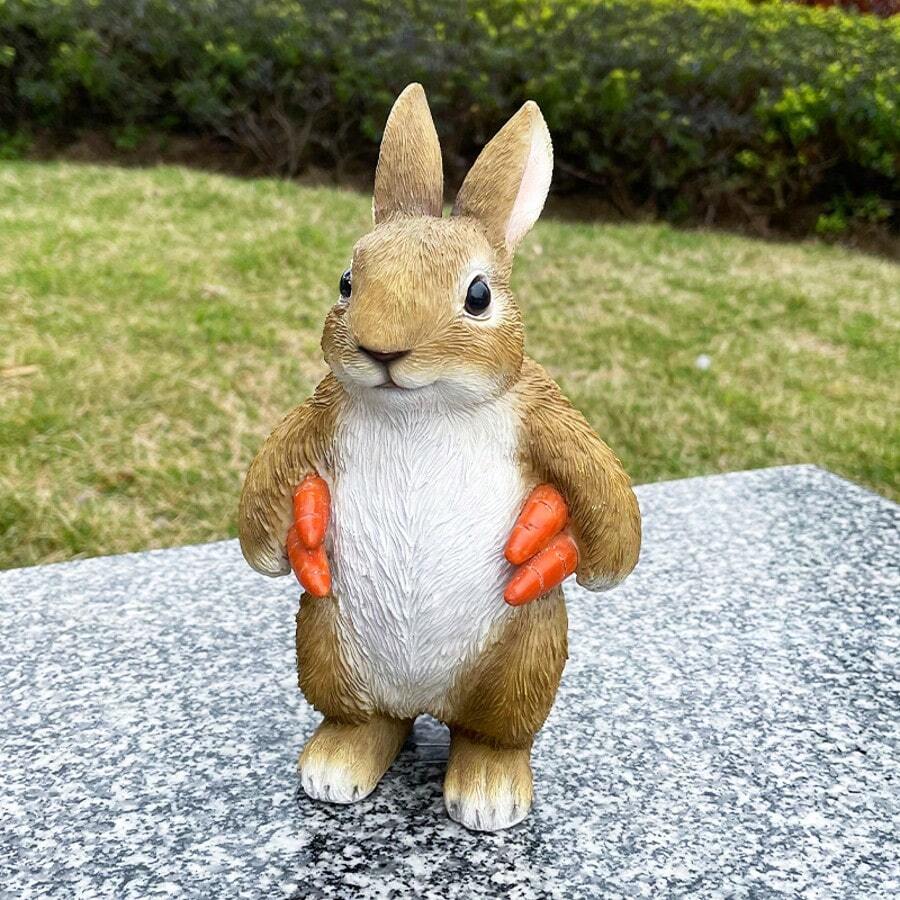 Figuritas decorativas de conejo y zanahoria, productos artesanales de resina como accesorios creativos para el hogar, decoración para mesa de la sala de estar