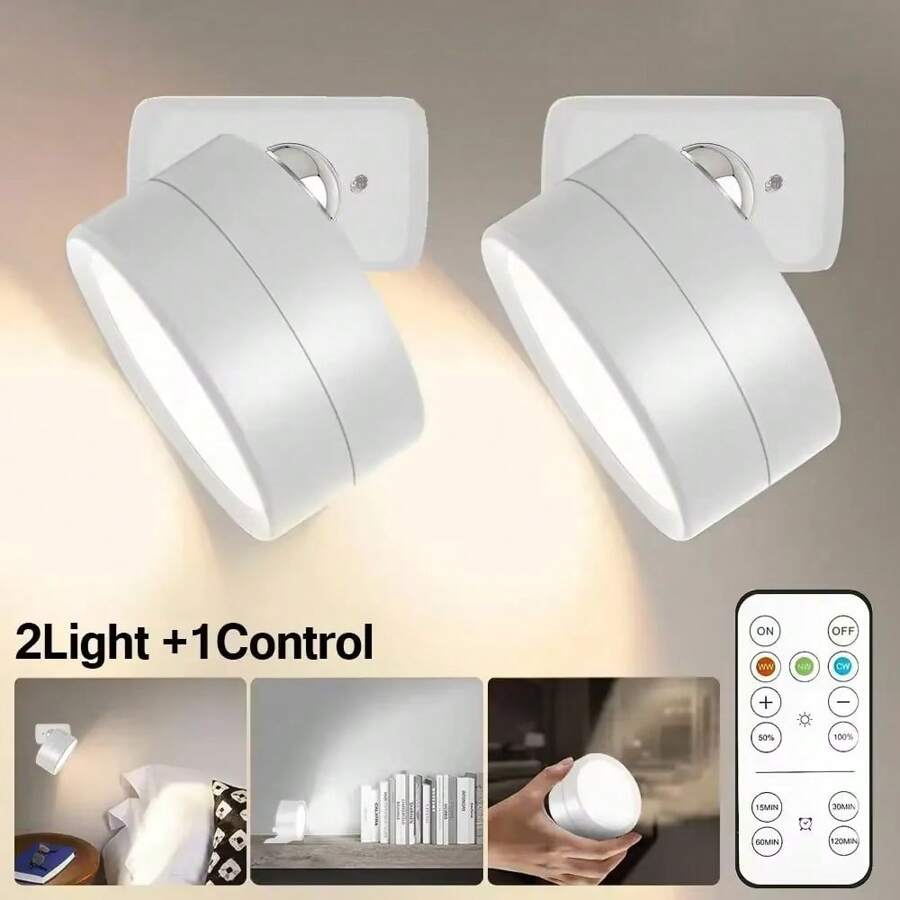 1/2PCS LED Wall Light With Remote Control – Magnetic LED Picture Light, Dimmable & Timer, 3 Lighting Modes, USB Rechargeable, Easy-Mount Round Wall Decor For Artwork Display & Ambient Lighting