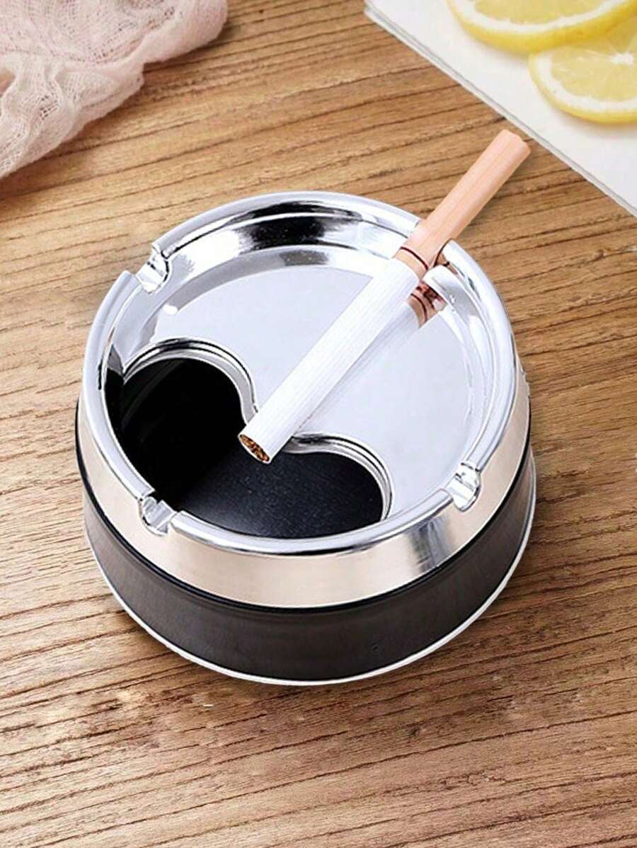 Cinzeiro Giratório Antivento e Antiderrapante de Aço Inoxidável com Tampa, Cinzeiro Reforçado para Sala de Estar e Cabeceira, Decoração Doméstica Criativa
