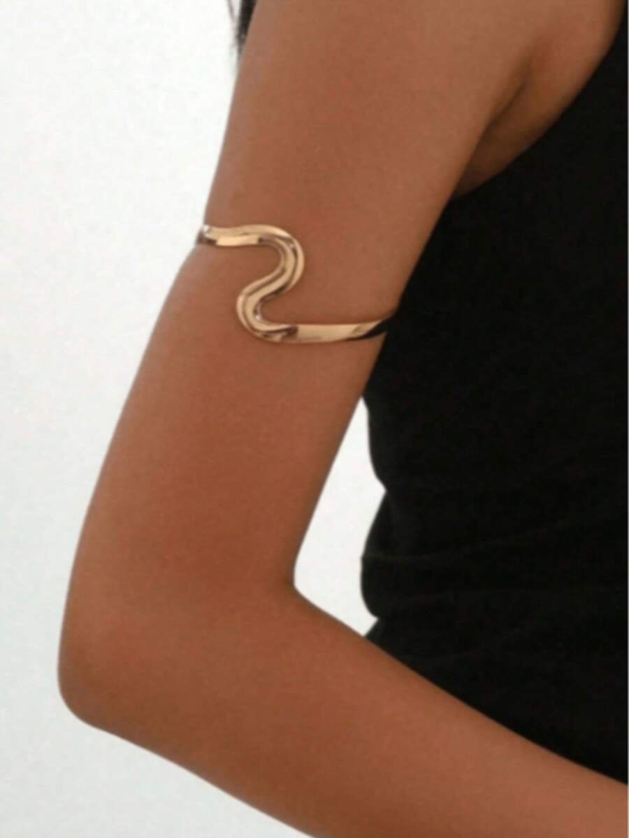 1 Peça Bracelete de Braço Ondulado Minimalista e Fashionista em Dourado