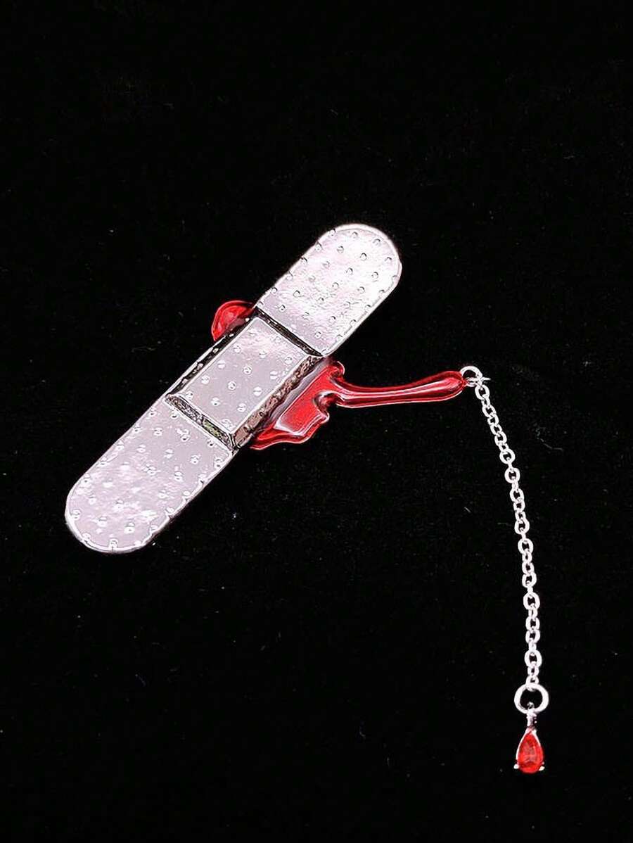 Creative Simulated Bandage Metal Tassel Brooch, Unisex Fashionable Hiphop Street Style Pins Apparel Accessory