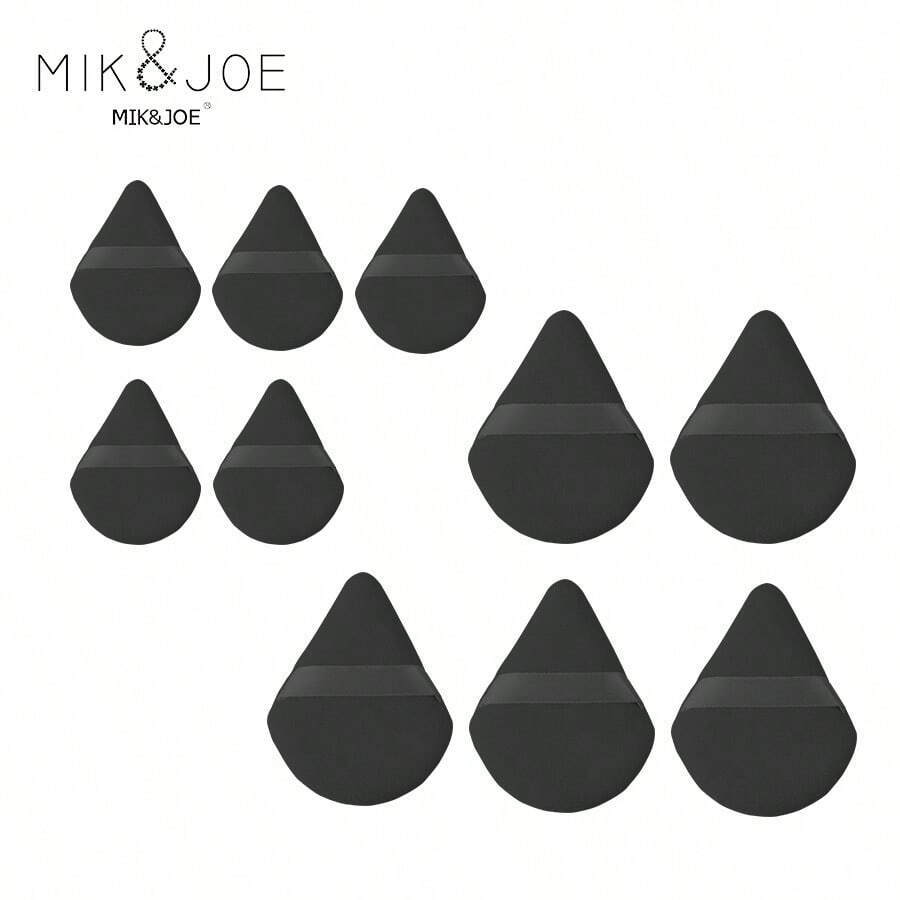 mik&joe 10pcs/Set Powder Puff, 5pcs Large Powder Puffs & 5pcs Mini Powder Puffs, Made Of Ultra Soft Velvet For Contouring, Eyes And Corners, Powder Foundation Mixing Container.