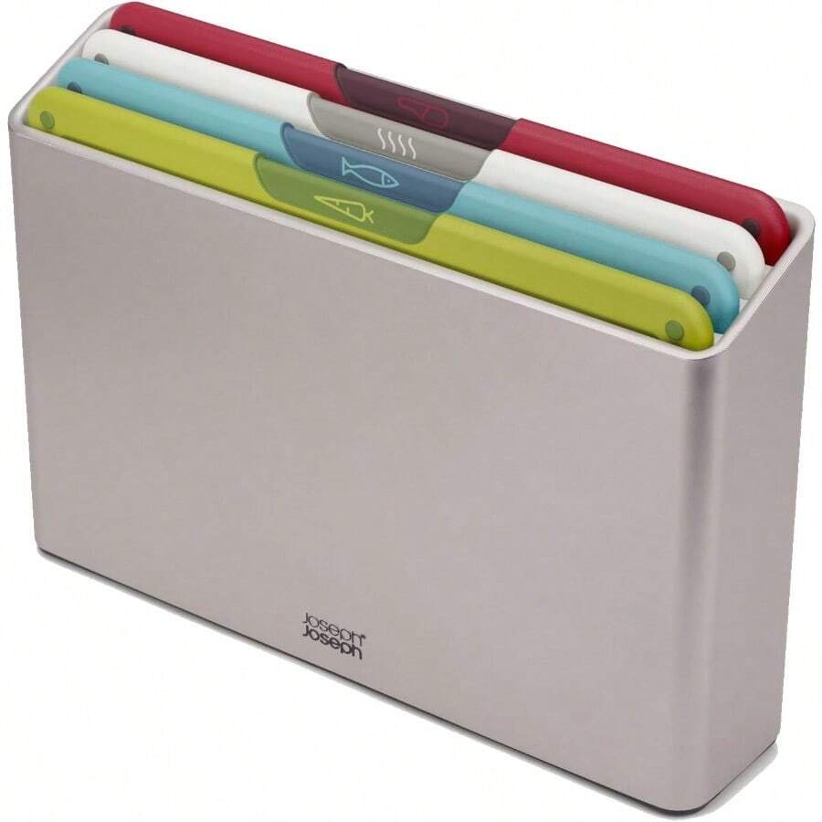 Joseph Joseph Folio Icon 4piece Nonslip Colourcoded Chopping Board Set With Storage Case Large Multicolor