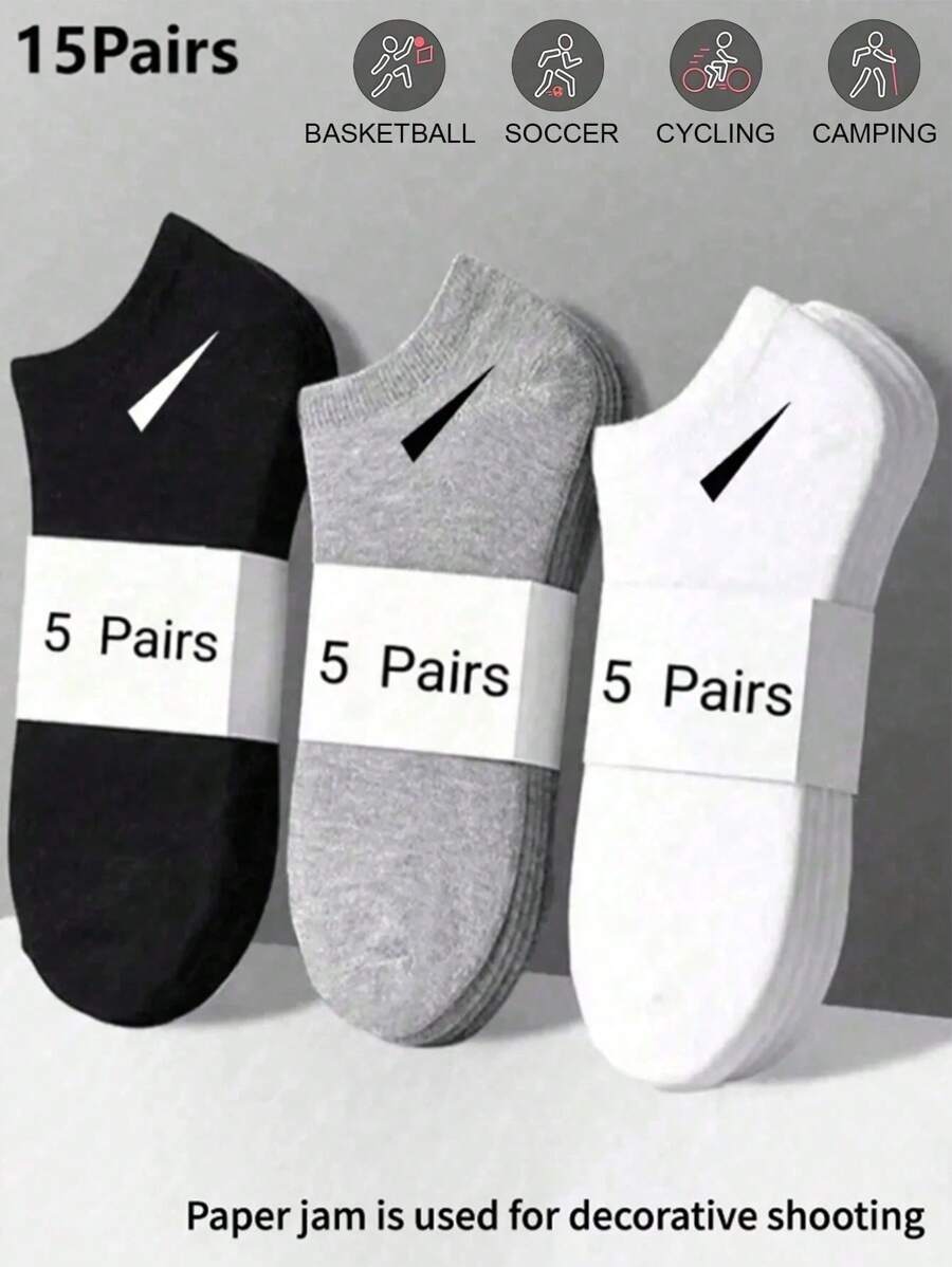 1 par de calcetines unisex, calcetines deportivos, calcetines cortos blancos/negros/grises, calcetines invisibles, de unicolor y estilo minimalista, adecuados para uso diario casual