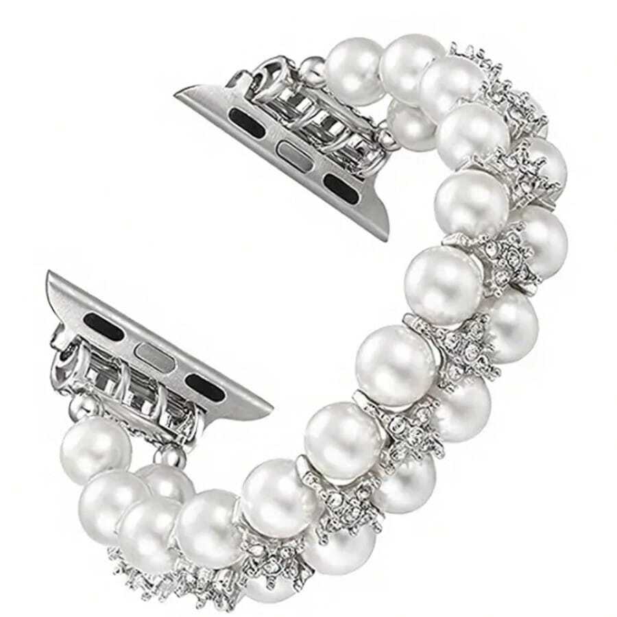 1 pulseira de pérola compatível com 38 mm 40 mm 41 mm 42 mm 44 mm 45 mm 46 mm 49 mm Pulseira de moda feminina adequada para UltraS10/9/8/7/6/5/4/3/2/1 Pulseira inteligente (excluindo relógio), o melhor presente para namoradas e amigos