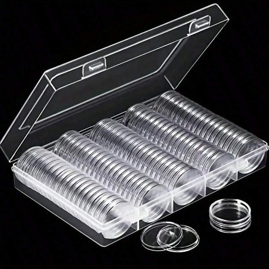 100Pcs /30mm Transparent Coin Cases Coins Storage Capsules Protection Box Container Holder Coin Collecting Box Case Collect