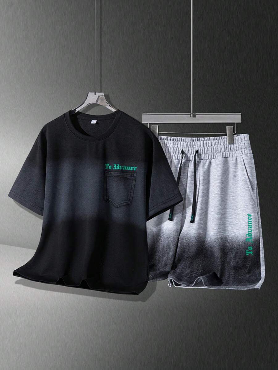 Men's Comfortable Casual Loose Short Sleeve Shorts Set, Summer