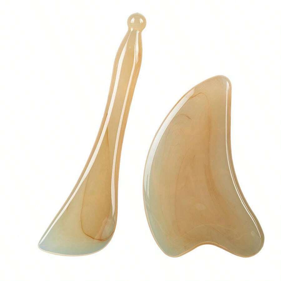 1 pezzo Utensile da massaggio Gua Sha per il viso da donna, tavoletta di massaggio a forma di corno di bue simulato per il corpo intero, massaggiatore di agopressione dei meridiani