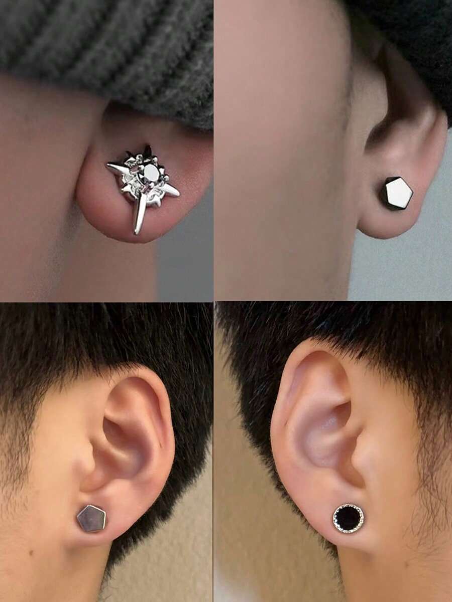 Hypoallergenic Fake Diamond Ear Cuff Earrings Studs Ear Clips For Women Men CZ Clip On Earrings Stainless Steel Non Pierced Earring Jewelry