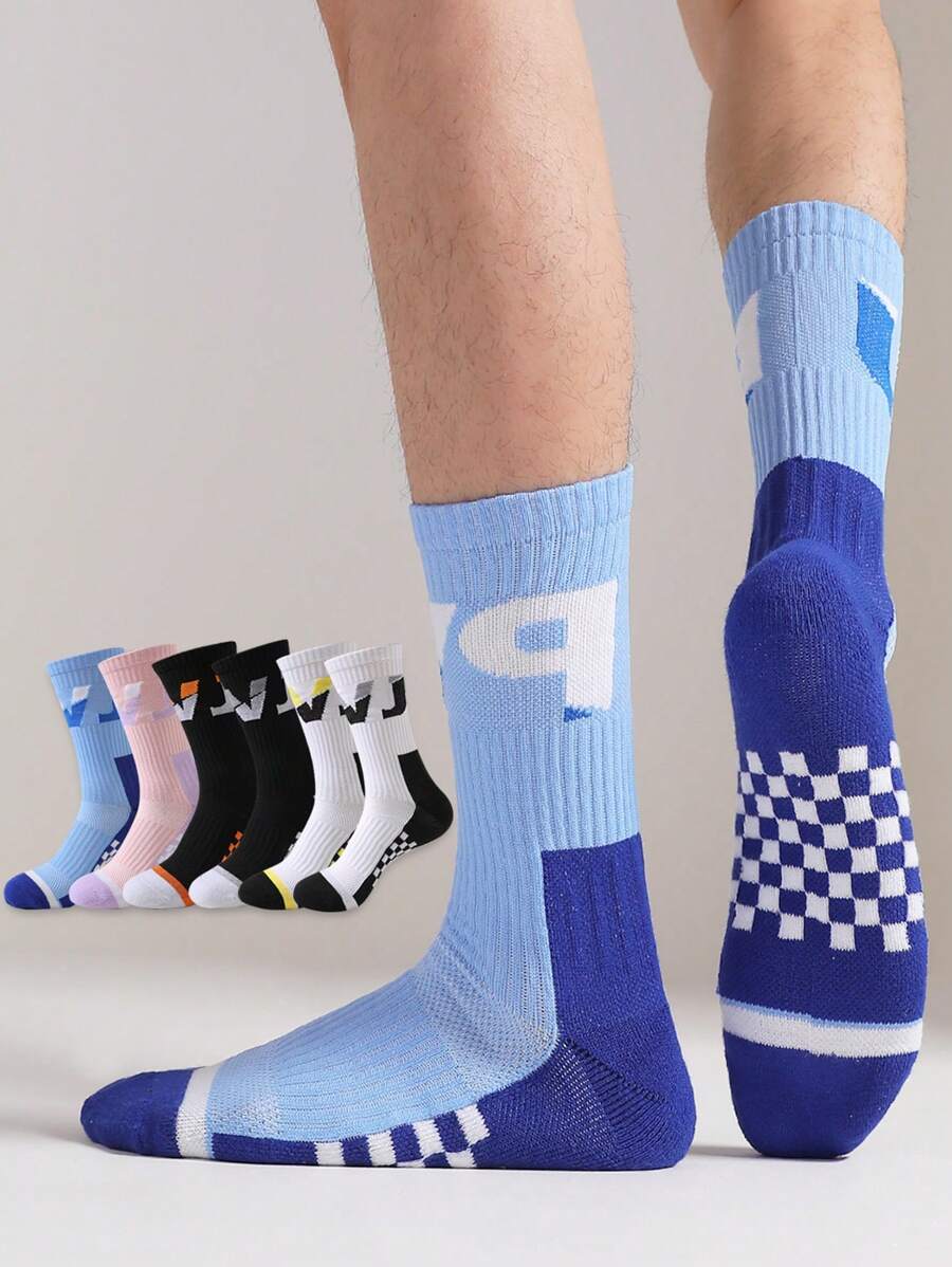 1/3/6 pares de calcetines de baloncesto con bloqueo de color