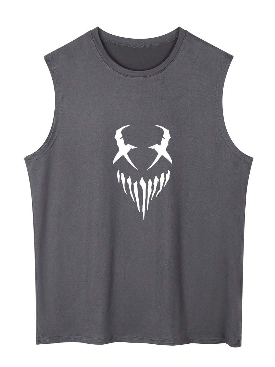 Men's Simple Print Sleeveless Tank Top, Summer