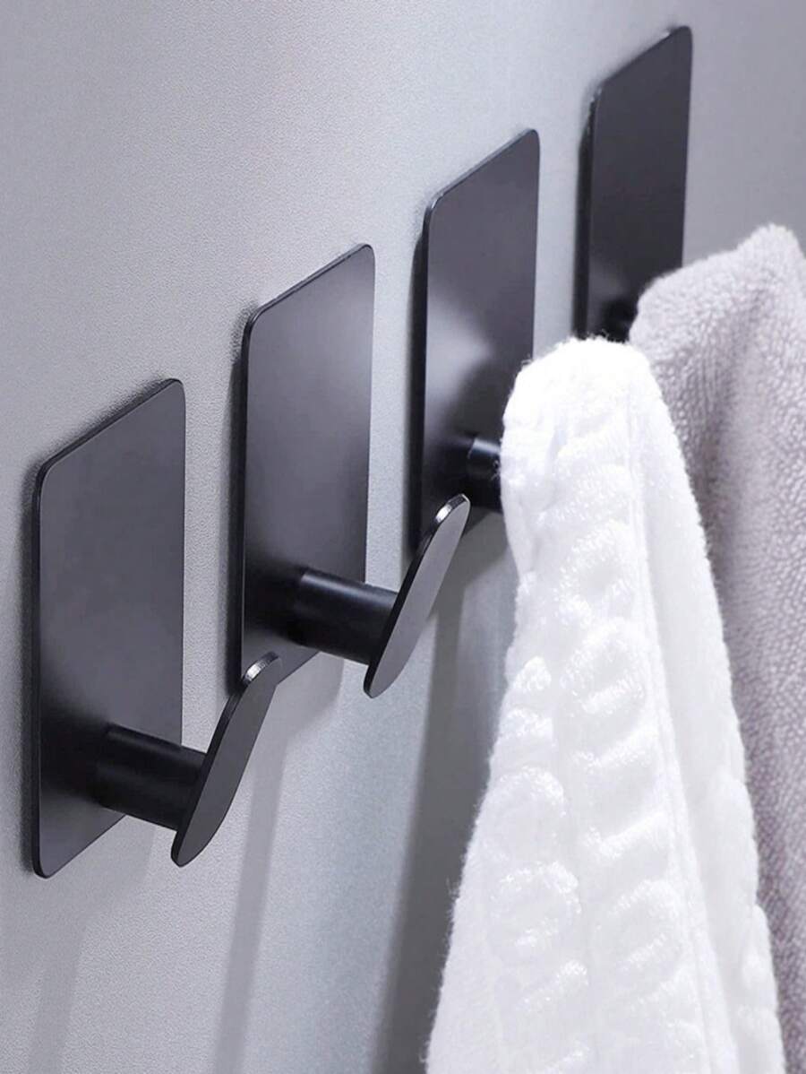 Gancho de acero inoxidable, gancho adhesivo sin perforar para el baño, detrás de la ropa en la puerta, gancho de metal