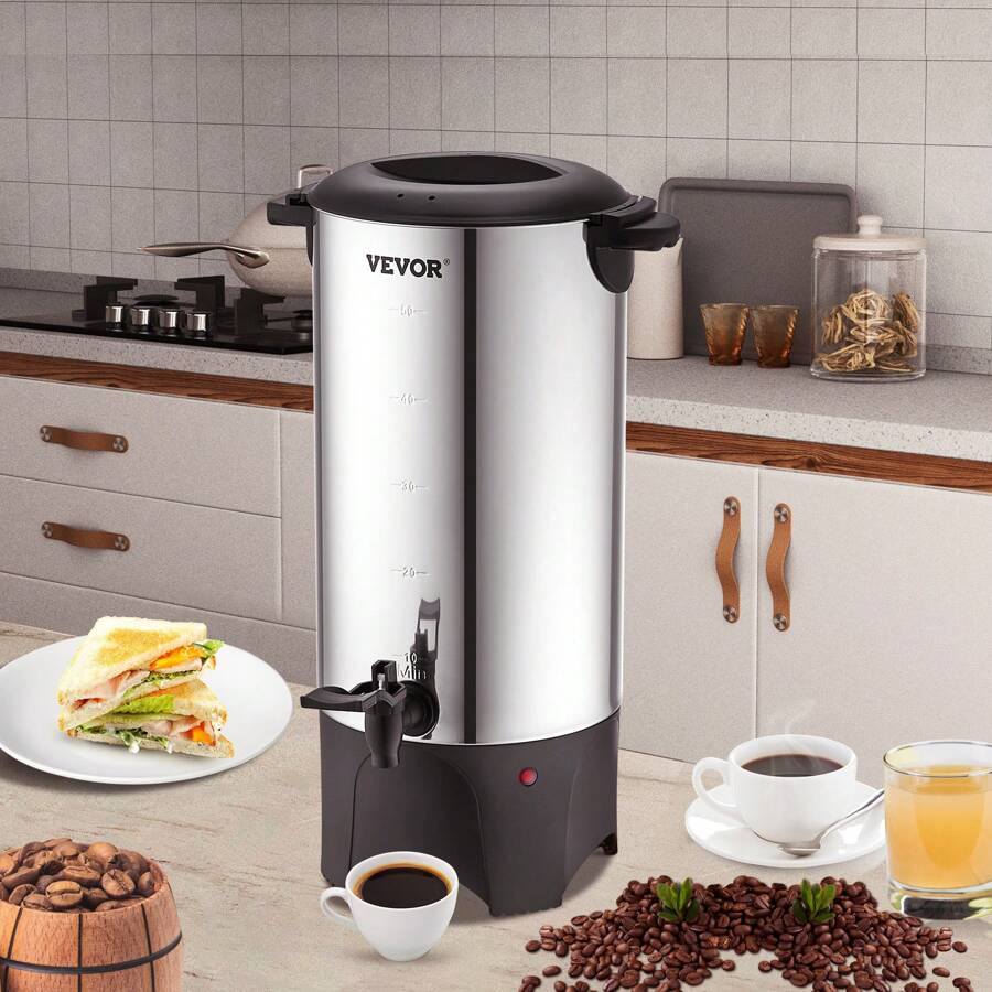Commercial Coffee Urn 50Cups/7.5qt Large Coffee Dispenser Stainless Steel 1000W Electric Coffee Maker Urn For Quick Brewing Hot Water Urn With Detachable Power Cord For Easy Cleaning