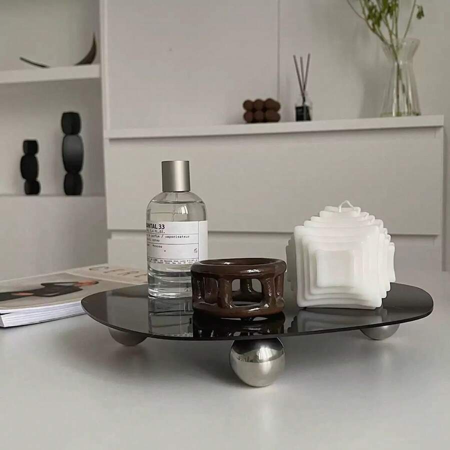 1 pieza Bandeja acrílica de forma asimétrica, soporte de fragancias y perfumes, caja de almacenamiento de joyas, plato de exhibición, accesorio decorativo de lujo para el hogar, apropiado para la entrada