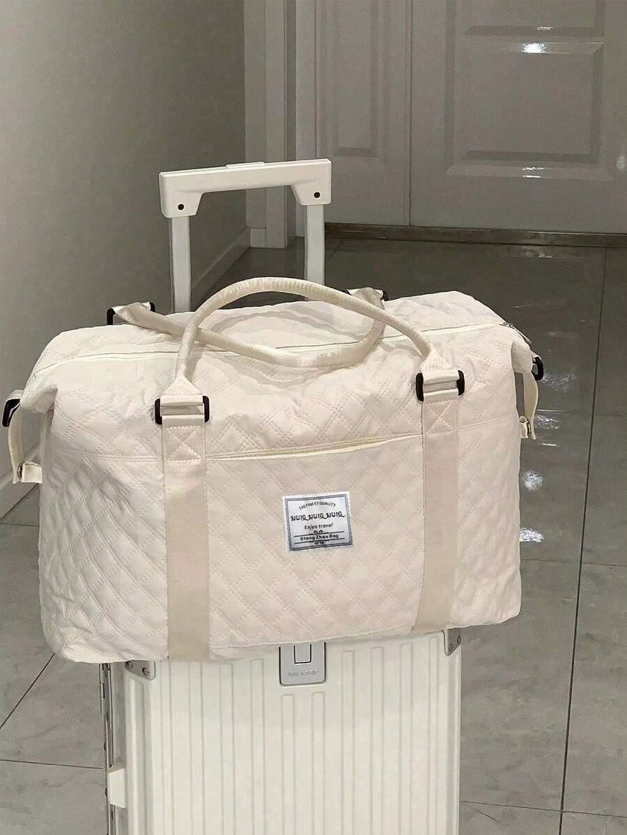 Women's Houndstooth Pattern Handbag, Large Capacity Gym Bag, Lightweight Portable Overnight Travel Luggage Tote Bag For School School Accessories School Stuff