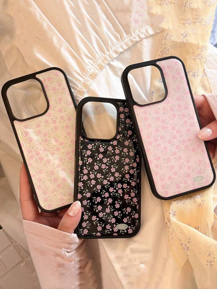 Funda protectora para teléfono con flores primaverales y estilo floral, con tratamiento de epoxi negro compatible con iPhone 16, 15, 14, 13, 12, 11, Pro Max y 13Pro, diseño lindo y dulce para niñas, a prueba de golpes