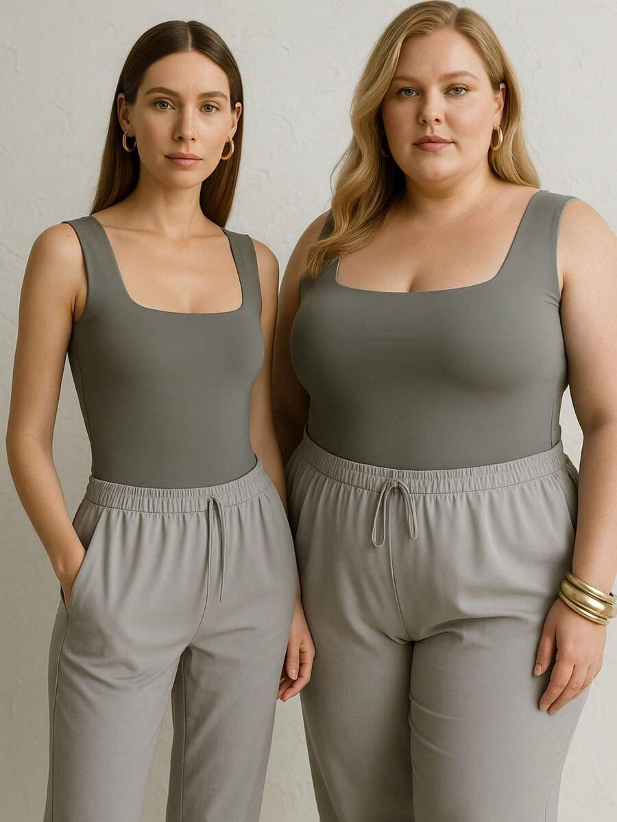 Body Bory Bori Suplex Poliéster Decote Quadrado Alças Grossas Costas Fechadas Canelado Sem Mangas Cores Neutras Modelagem Anatômica Caimento Ajustado Conforto Durável Versatilidade Casual Festa Office Chic Premium Sofisticação Elegância Atemporal Tendencia