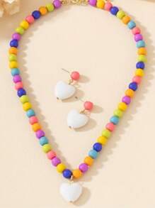 Colored Beads + White Heart