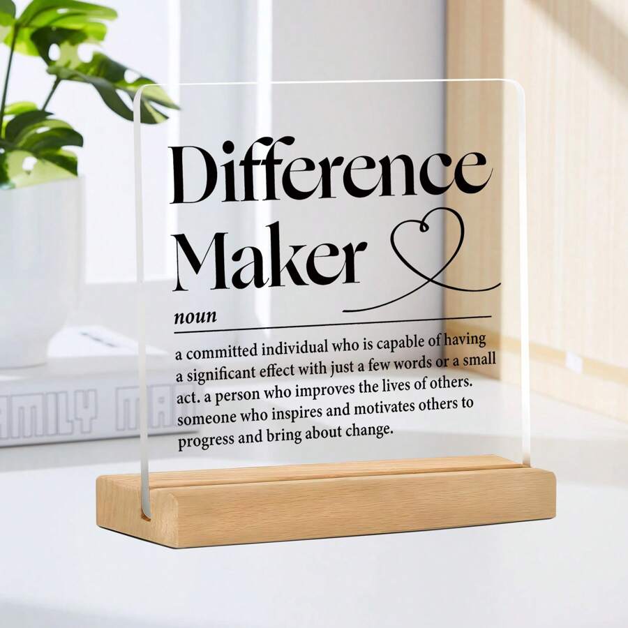 1pc Acrylic Desktop Decor Gift For Teachers, Bosses, Mentors, Coaches, Thanksgiving Gifts, Holiday Gifts, With Wooden Base