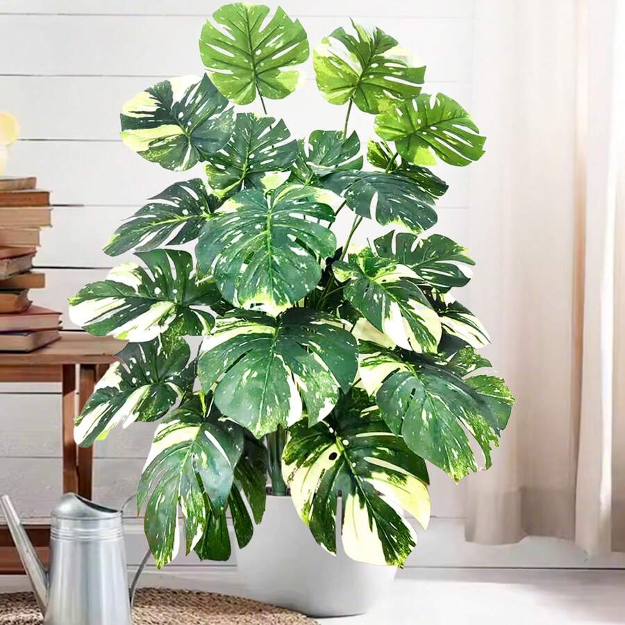 63-86-103cm/40,55 Zoll künstliche Monstera Pflanzen, Fake Palmenbaum mit Kunststoff Schildkrötenblättern, grüne Hochgewächse für Heim, Garten und Raumdekoration