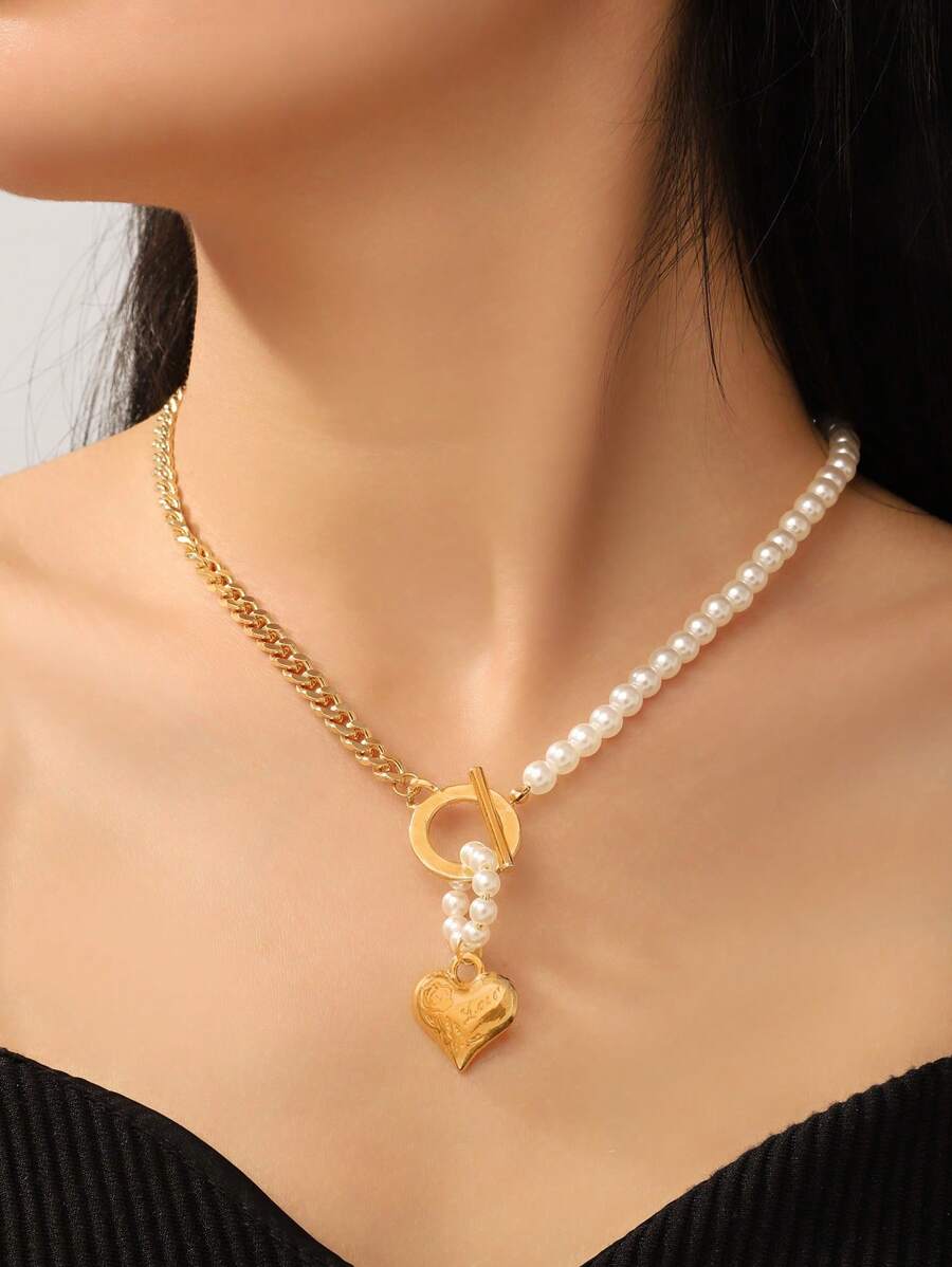1pc Lolita Style Baroque Inspired Faux Pearl Tassel Necklace For Women, Suitable For Party, Event And Wedding, Choker Accessory