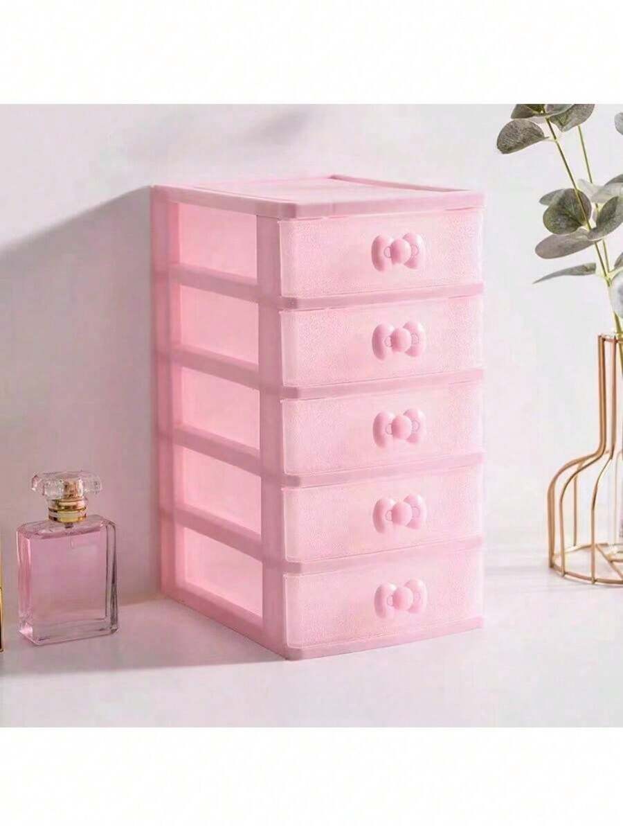 1 pieza Caja de almacenamiento de joyas rosa, caja de almacenamiento de escritorio de oficina, caja de almacenamiento de artículos pequeños, caja de almacenamiento de cajón, caja de almacenamiento rosa para accesorios para el cabello, caja de almacenamiento de varios niveles de ratán tejido para joyería y cosméticos, regalo del Día de la Madre, organizador de almacenamiento, artículos esenciales de viaje