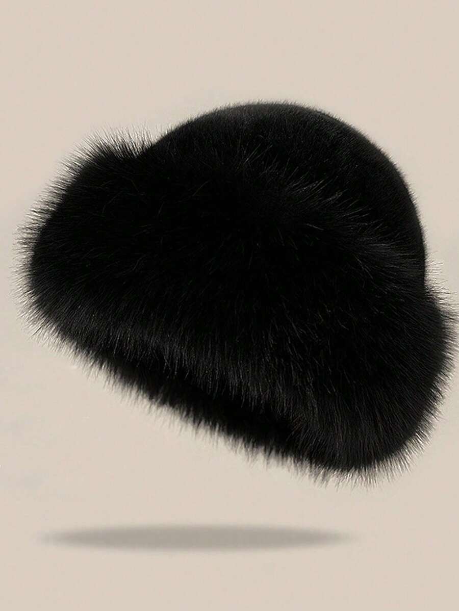 1 Peça Chapéu Feminino de Inverno, Novo, Grosso, Quente, Moda Simples, Chapéu de Pescador de Imitação de Pelo de Vison, Chapéu Mongol Feminino, Quente e Confortável para Sombreamento